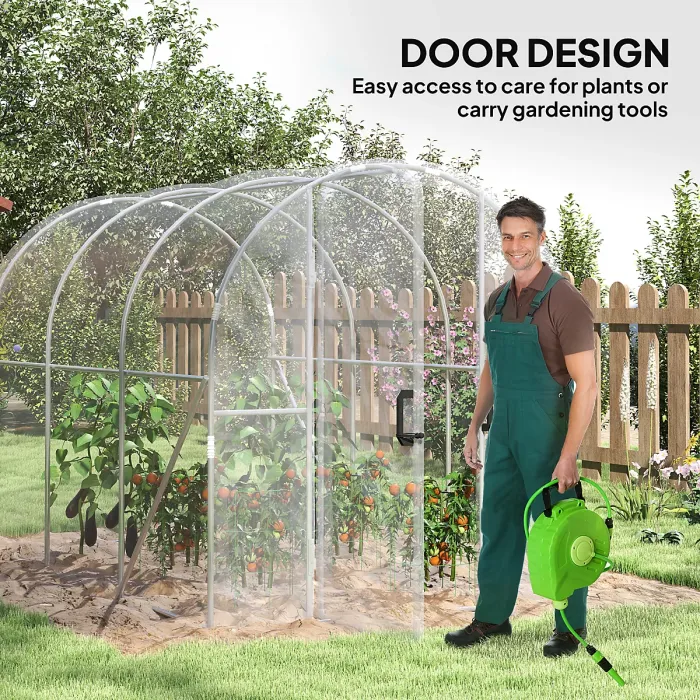 Chilli Polytunnel Greenhouse Walk-in Grow House with PE Cover, Door and Galvanised Steel Frame, 3 x 2 x 2m, Clear