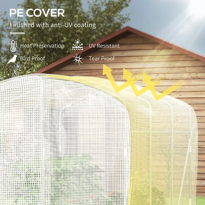 Chilli Polytunnel Greenhouse Walk-in Grow House with UV-resistant PE Cover, Door and Galvanised Steel Frame, 2 x 2 x 2m, White