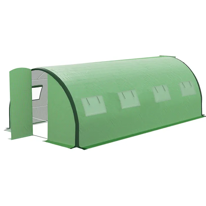 Chilli Polyethylene Upgraded Structure Walk-in Polytunnel Greenhouse, 6 x 3(m), Green