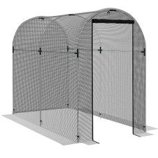 Chilli Galvanised Steel Fruit Cage, Plant Protection Tent with Zipped Door, 1.2 x 2.4 x 1.9m, Black