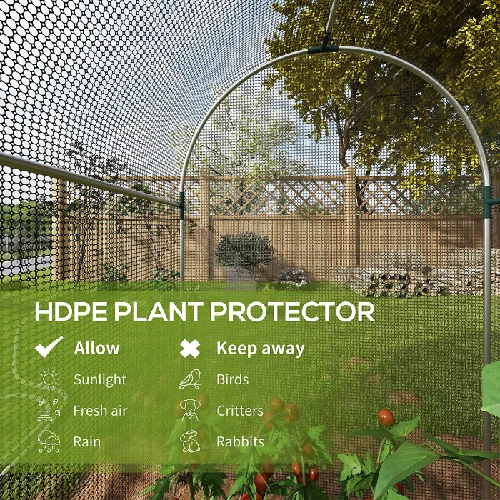 Chilli Galvanised Steel Fruit Cage, Plant Protection Tent with Zipped Door, 1.2 x 2.4 x 1.9m, Black