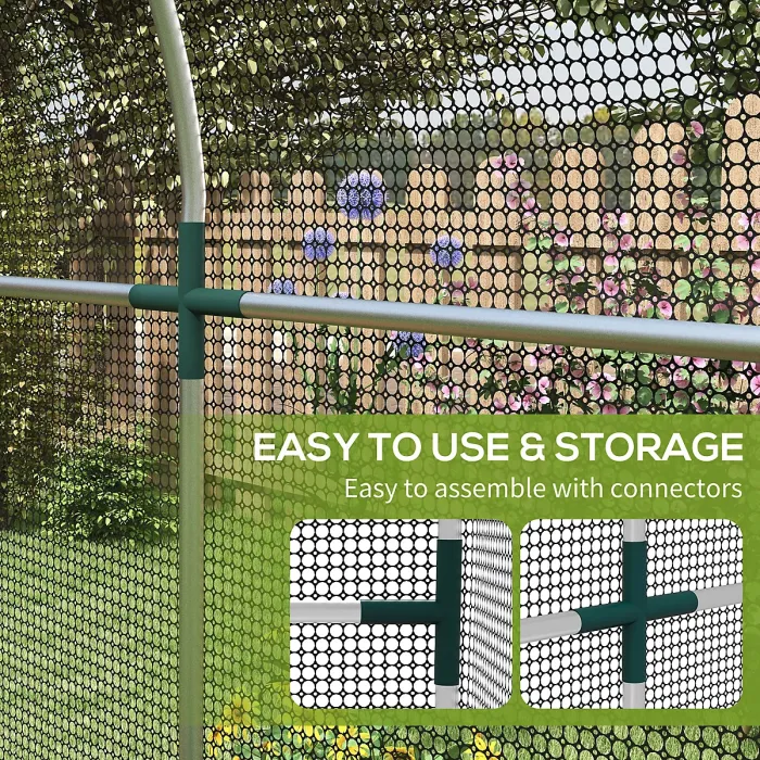 Chilli Galvanised Steel Fruit Cage, Plant Protection Tent with Zipped Door, 1.2 x 2.4 x 1.9m, Black