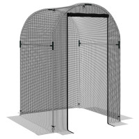 Chilli Galvanised Steel Fruit Cage, Plant Protection Tent with Zipped Door, 1.2 x 1.2 x 1.9m, Black
