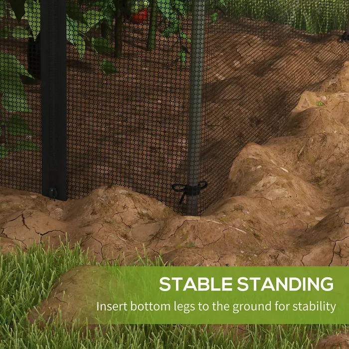 Chilli Galvanised Steel Fruit Cage, Plant Protection Tent with Zipped Door, 1.2 x 1.2 x 1.9m, Black