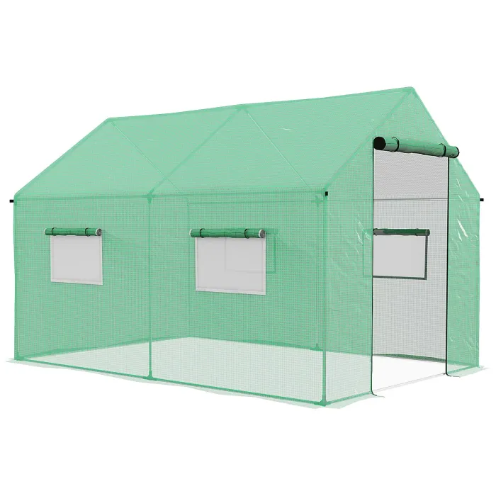 Chilli Polyethylene Walk-in Polytunnel Greenhouse, 2 x 3(m), Green