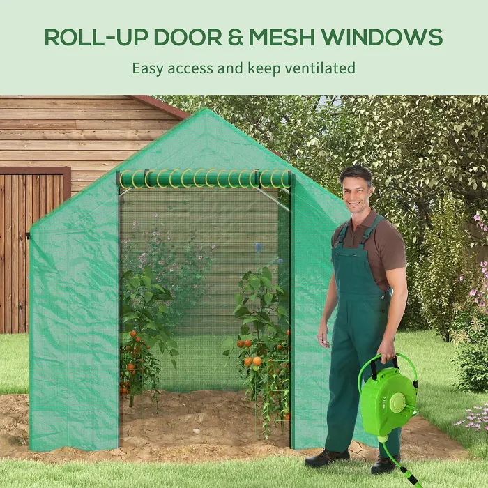 Chilli Polyethylene Walk-in Polytunnel Greenhouse, 2 x 3(m), Green