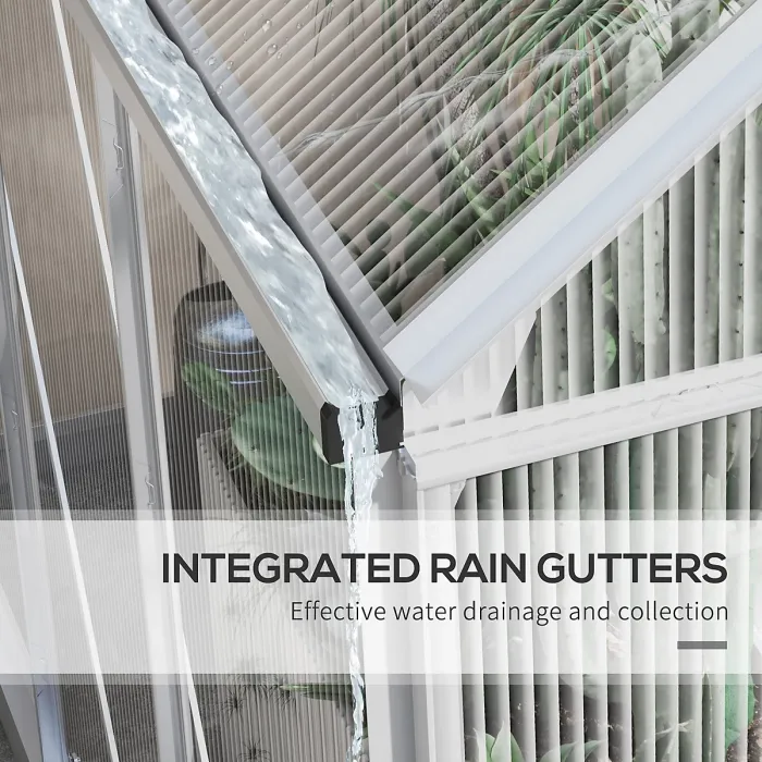 Chilli 6 x 6ft Walk-In Greenhouse, Polycarbonate Greenhouse with Sliding Door, Window, Aluminium Frame, Foundation, Silver