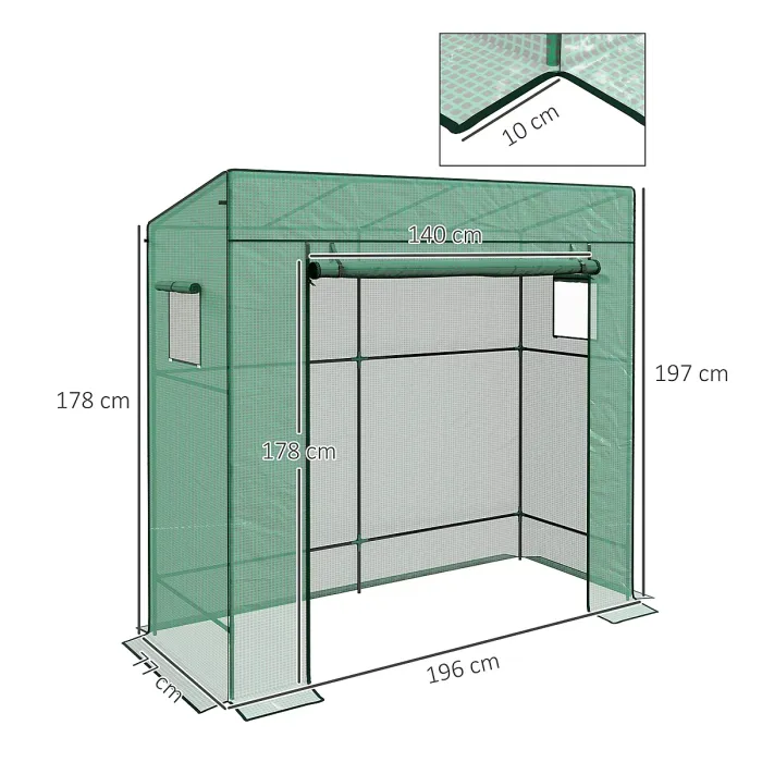 Chilli 77 x 196cm Walk-In Greenhouse, with Accessories