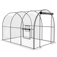 Chilli Polytunnel Greenhouse Walk-in Grow House with Plasric Cover, Door, Mesh Window and Steel Frame, 3 x 2 x 2m, Clear