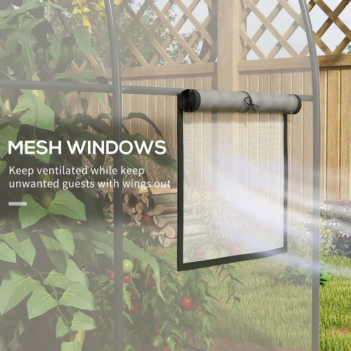 Chilli Polytunnel Greenhouse Walk-in Grow House with Plasric Cover, Door, Mesh Window and Steel Frame, 3 x 2 x 2m, Clear