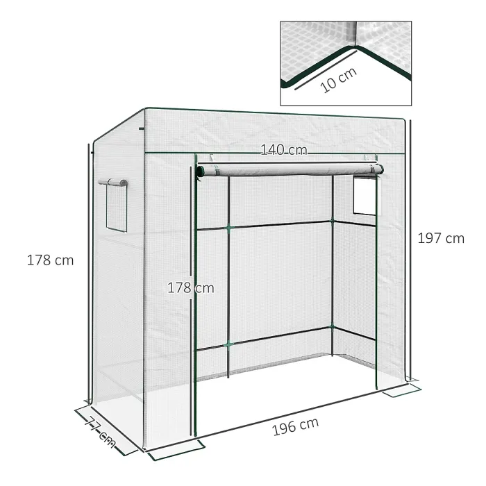 Chilli PE Cover Walk-in Outdoor Greenhouse, White