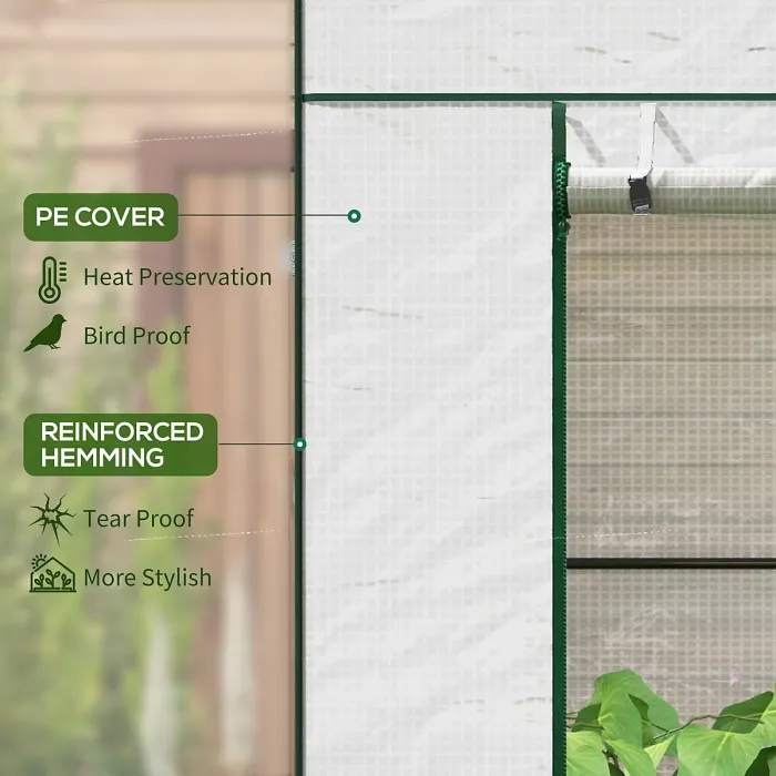 Chilli PE Cover Walk-in Outdoor Greenhouse, White