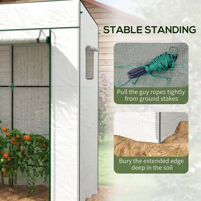 Chilli PE Cover Walk-in Outdoor Greenhouse, White