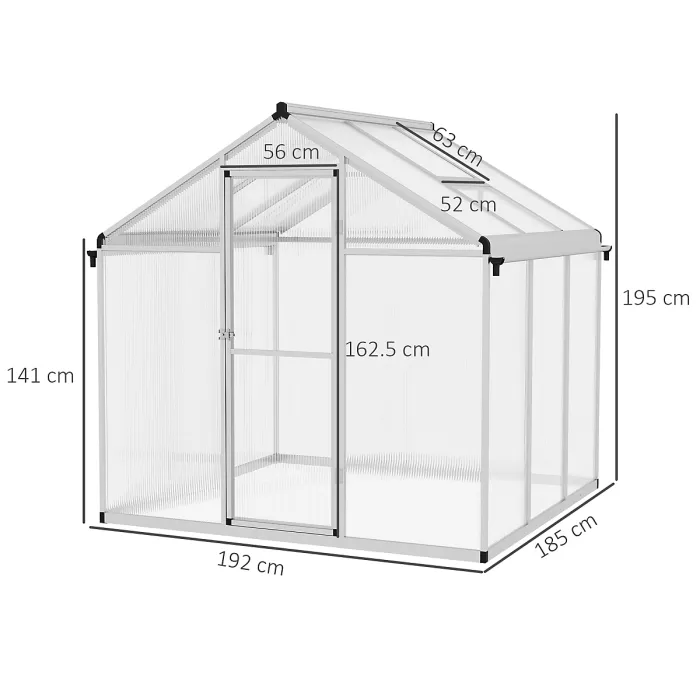 Chilli 6 x 6ft Aluminium Frame Greenhouse, with Foundation