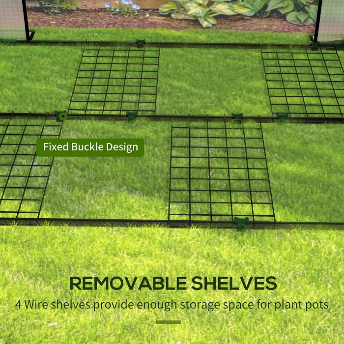 Chilli Mini Greenhouse with 4 Wire Shelves, Portable Tomato Greenhouse, Upgraded Garden Grow House for Plants with Roll Up Door