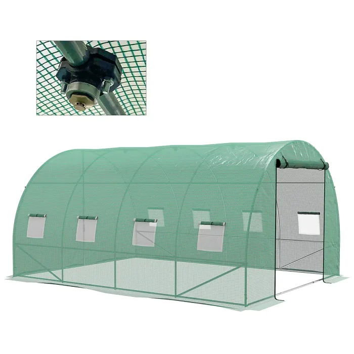 Chilli Sprinkler System Polytunnel Greenhouse, 4 x 3(m), Green