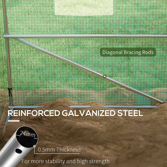 Chilli Sprinkler System Polytunnel Greenhouse, 4 x 3(m), Green