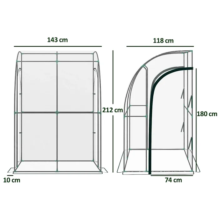 Chilli 143cm x 118cm Walk-In Lean To Greenhouse, with Accessories