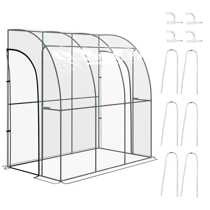 Chilli 214cm x 118cm Walk-In Lean To Greenhouse, with Accessories