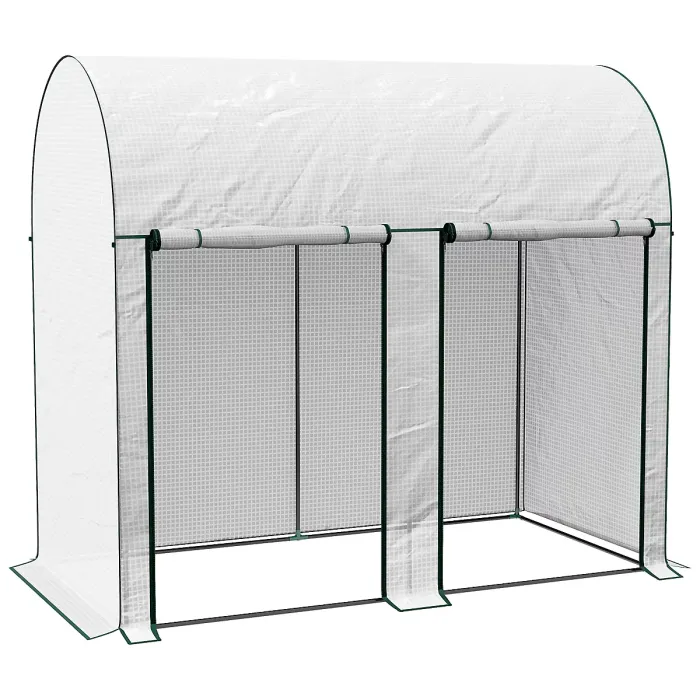 Chilli 200 x 100cm Walk-In Greenhouse, with Zipped Doors - White