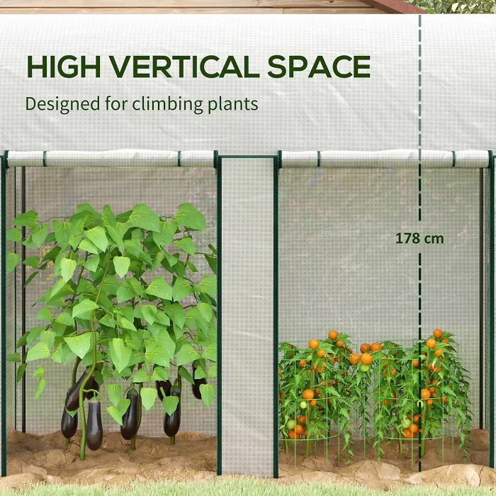 Chilli 200 x 100cm Walk-In Greenhouse, with Zipped Doors - White