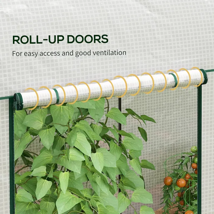 Chilli 200 x 100cm Walk-In Greenhouse, with Zipped Doors - White