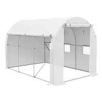 Chilli 296 x 196cm Steel Frame Polytunnel Greenhouse - White