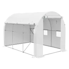 Chilli 296 x 196cm Steel Frame Polytunnel Greenhouse - White