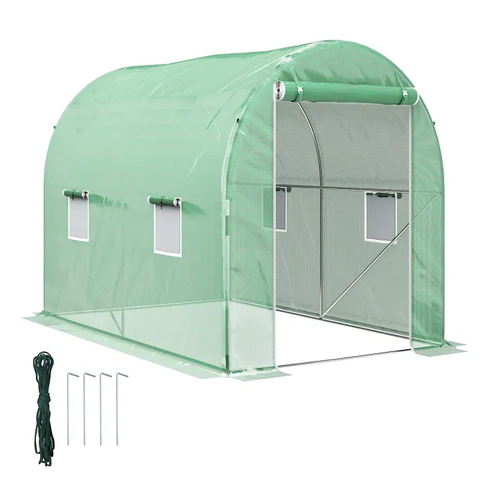 Chilli 300 x 195cm Walk-In Tunnel Greenhouse - Green