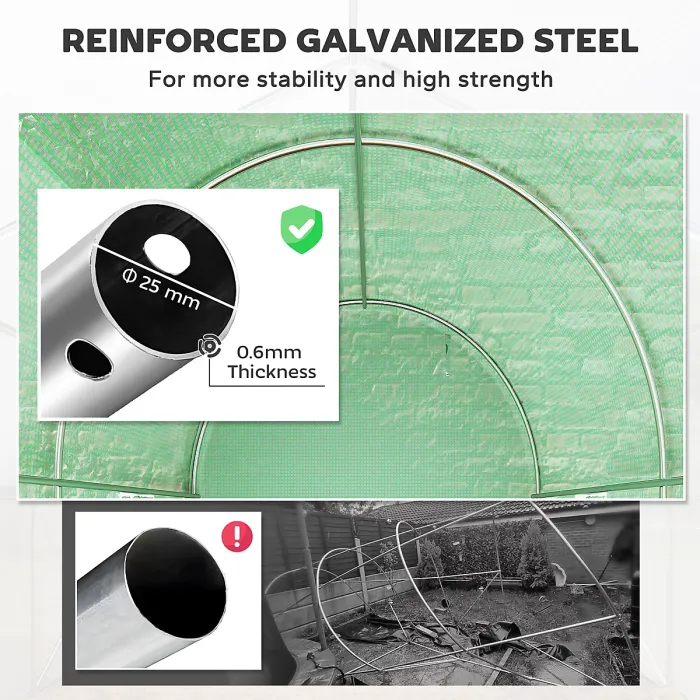 Chilli 300 x 195cm Walk-In Tunnel Greenhouse - Green