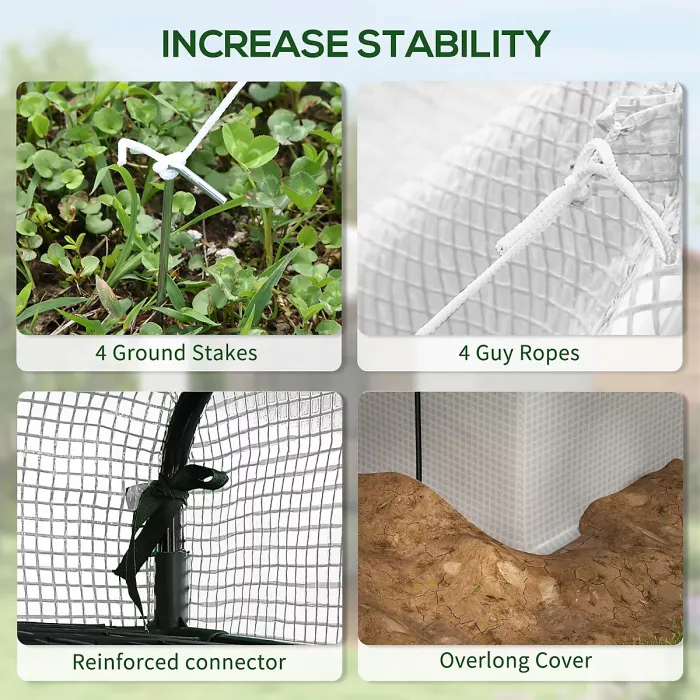 Chilli 8 x 6ft Walk-In Greenhouse, with Shelves - White