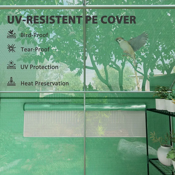 Chilli 19 x 9.8ft Walk-In Polytunnel Greenhouse - Green