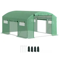Chilli 13 x 9.8ft Walk-In Polytunnel Greenhouse - Green