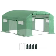 Chilli 13 x 9.8ft Walk-In Polytunnel Greenhouse - Green