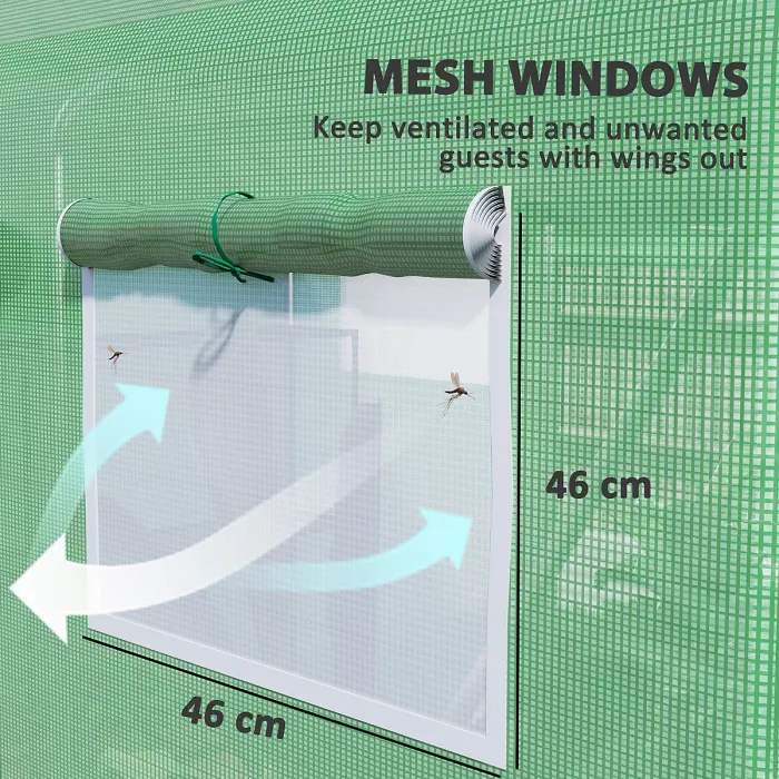 Chilli 9.8 x 6.6ft Walk-In Polytunnel Greenhouse - Green