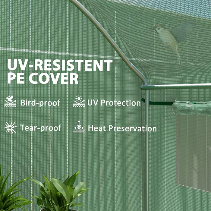 Chilli 9.8 x 6.6ft Walk-In Polytunnel Greenhouse - Green