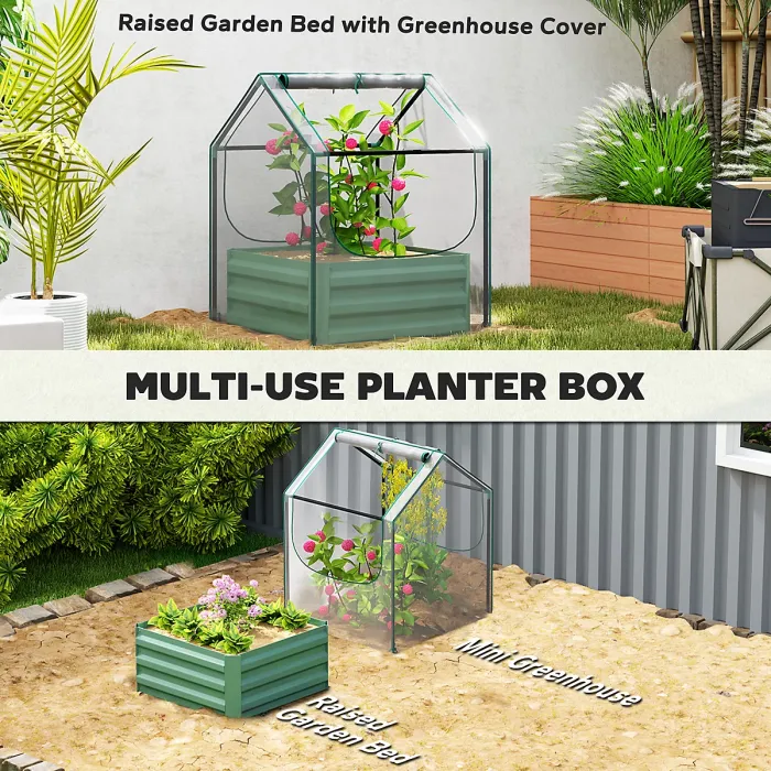 Chilli 61 x 61cm Garden Planter Bed, with Cover - Green