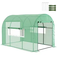 Chilli 300 x 200cm Walk-In Polytunnel Greenhouse - Green
