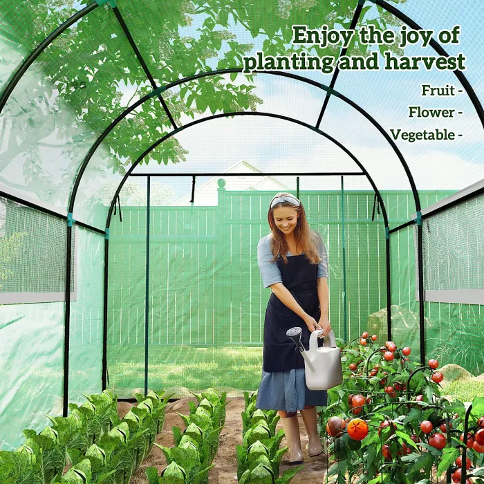 Chilli 300 x 200cm Walk-In Polytunnel Greenhouse - Green