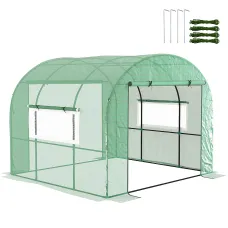 Chilli 300 x 300cm Walk-In Polytunnel Greenhouse - Green