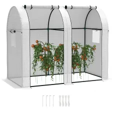 Chilli 94 x 185cm Mini Two-Room Greenhouse - White