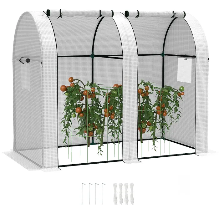 Chilli 94 x 185cm Mini Two-Room Greenhouse - White