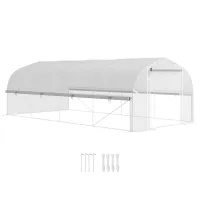 Chilli 6 x 3 x 2m Walk-in Polytunnel Greenhouse, Zipped Roll Up Sidewalls, Mesh Door, 8 Mesh Windows, Tunnel Warm House Tent