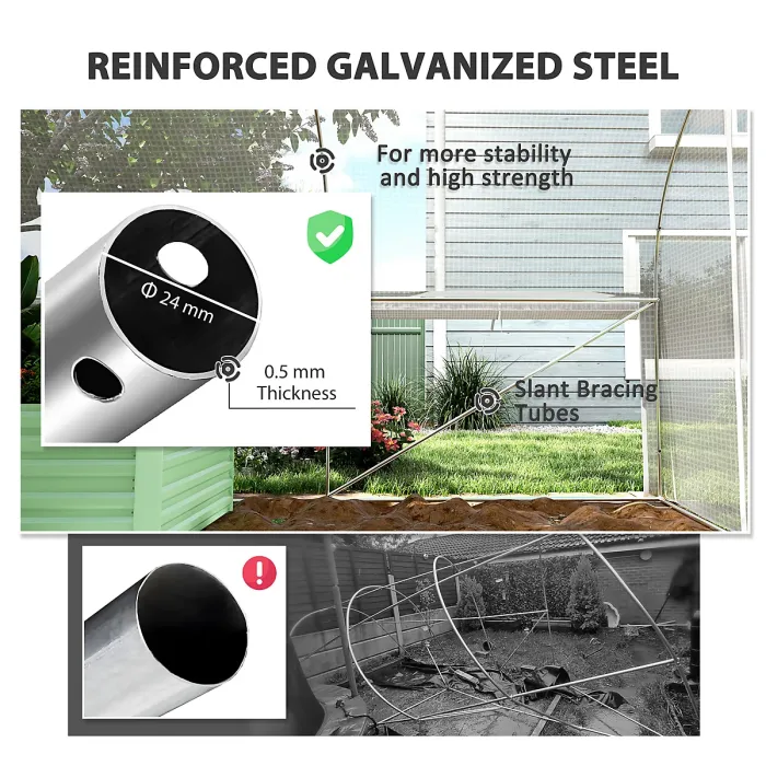 Chilli 6 x 3 x 2m Walk-in Polytunnel Greenhouse, Zipped Roll Up Sidewalls, Mesh Door, 8 Mesh Windows, Tunnel Warm House Tent