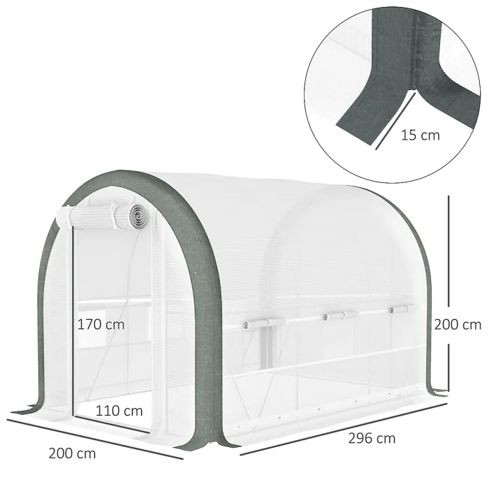 Chilli 3 x 2(m) Walk-In Tunnel Greenhouse, with Accessories - White