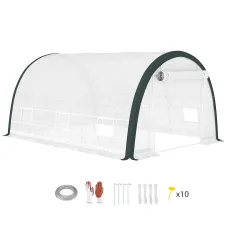 Chilli 4 x 3(m) Walk-In Tunnel Greenhouse, with Accessories - White