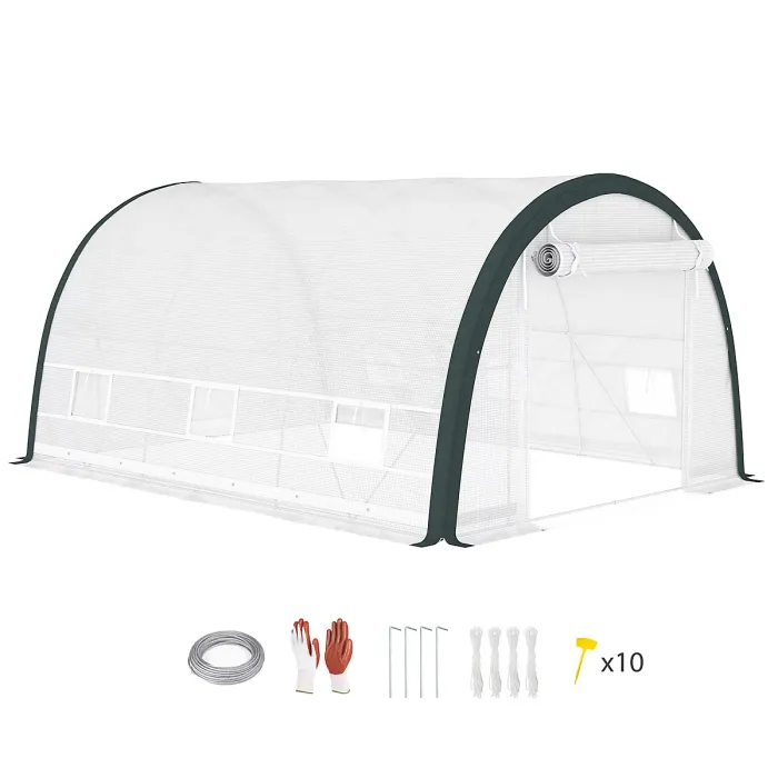 Chilli 4 x 3(m) Walk-In Tunnel Greenhouse, with Accessories - White