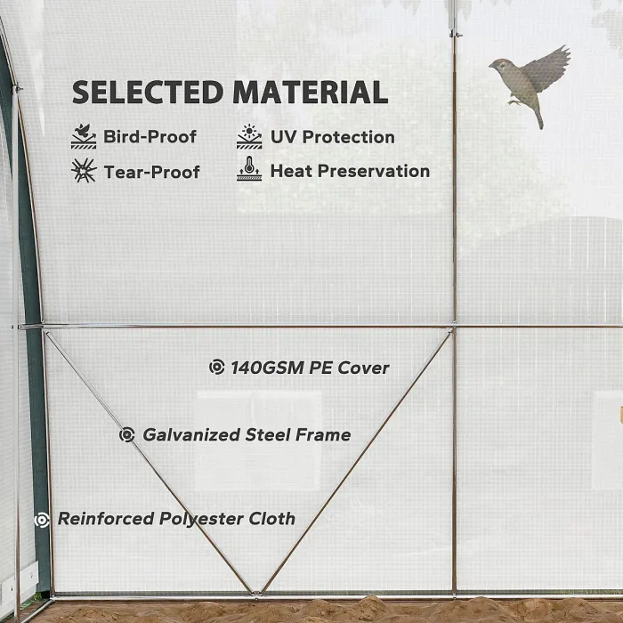 Chilli 4 x 3(m) Walk-In Tunnel Greenhouse, with Accessories - White