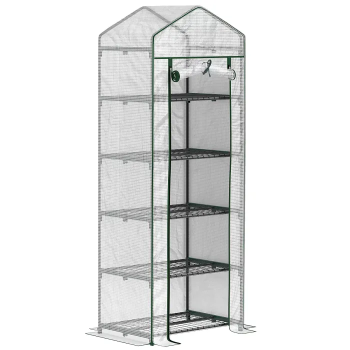 Chilli 193cm Five Shelf Mini Greenhouse - White