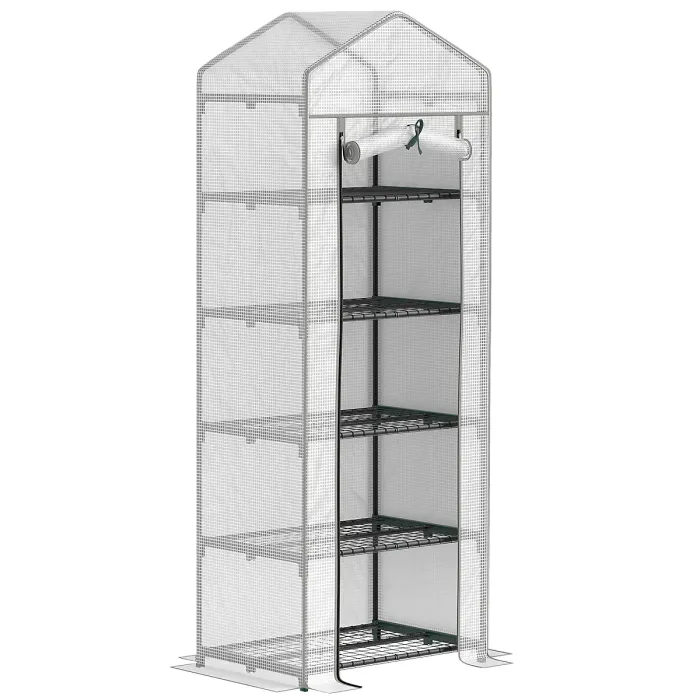 Chilli 193cm Five Shelf Mini Greenhouse - White
